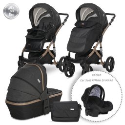 Carucior Lorelli Set Rimini Premium Landou Separat Sezut Reversibil Cadru din Aluminiu Cos Auto Optional Negru