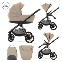 Carucior Lorelli Set 2 in 1 Bianca Cos Landou Individual cu Maner de Transport Cadru din Aluminiu pana la 22Kg Beige Warm