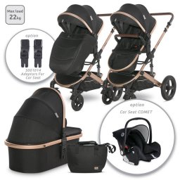 Carucior Lorelli Boston de la 0 Luni pana la 4 Ani Maxim 22Kg Landou Separat Cadru din Aluminiu Cos Auto Optional Negru