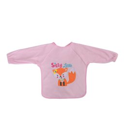 Baveta Brodata Lorelli cu Maneci Lungi Bumbac si Peva Fetite +6luni 30 x 34cm Roz