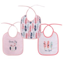 Set 3 Bavete Lorelli Bumbac si Peva 23 x 20cm Inchidere cu Snur +0luni Fetite Roz