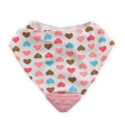 Baveta Tip Bandana Lorelli cu Jucarie Dentitie Bumbac +0luni Roz