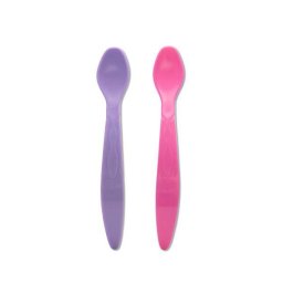 Set 2 Lingurite Lorelli Flexibile cu Maner Lung Margine Rotunjita +6luni Roz si Mov