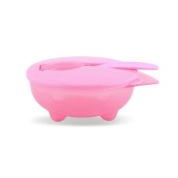 Set Castron Lorelli cu Capac si Lingurita +6luni Roz