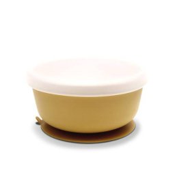 Bol de Hranire Lorelli cu Capac din Silicon Natural cu Ventuza +6luni Galben