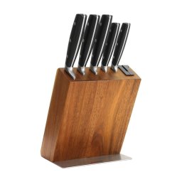 Set 5 Cutite de Bucatarie Zokura Z1355 Lama Otel Inoxidabil Suport Lemn cu Ascutitor Integrat