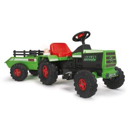 Tractor Electric cu Remorca INJUSA 6V cu Sunete si Lumini Baterie si Incarcator Incluse Varsta 1 An+ Verde