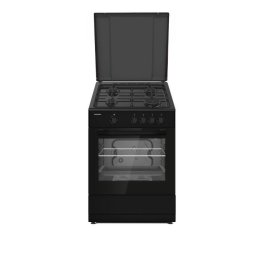 Aragaz Heinner HFSC-SME66IBK Gaz 4 Arzatoare Suport Email Capac Metalic Aprindere Electrica Dispozitiv de Sguranta Plita si Cuptor Usa Cuptor cu Geam Dublu Duze GPL Incluse Negru