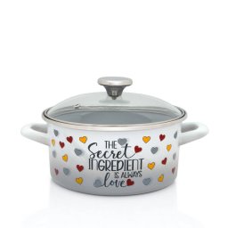Cratita Cu Capac Sticla Metalac Secret Ingredient Email 2.8L Diametru 20CM Alb