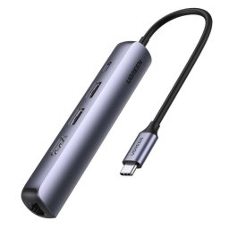 Hub USB-C UGREEN CM418 (10919) 2 x USB-A 3.0 - 1 x USB-C - 1 x HDMI - 1 x RJ45 Gri