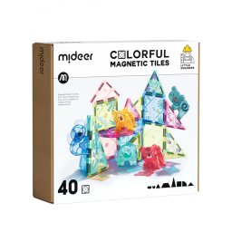 Set Magnetic Mideer cu Animale din Jungla Colorful Magnetic Tiles Wonderful Forest 40x Piese +3ani Multicolor