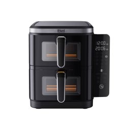 Friteuza iHunt cu Aer Cald Bro 11L Dual Stack Putere 2800 W Ecran Digital 12 Functii de Gatire Temperatura Ajustabila Decongelare si Temporizare Negru