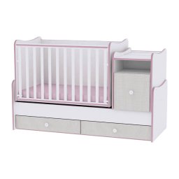 Patut Copii Transformabil Lorelli Trend Plus New de la Nastere White & Pink Crossline