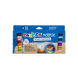 Markere Colorate Carioca cu Vopsea Acrilica si Varf Pensula 18 Buc/Set