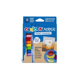 Markere Colorate Carioca cu Vopsea Acrilica si Varf Pensula 10 Buc/Set