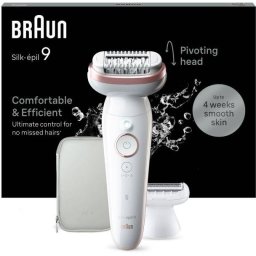 Epilator Braun Silk-Ã©pil 9 9-030 Wet&Dry Smart Light Autonomie 50 Minute Alb/Roz