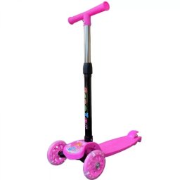 Trotineta Copii Procart Pliabila 3 Roti de Echilibru Inaltime Reglabila LED Multicolor +3ani Roz
