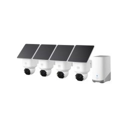 Kit Supraveghere Video eufy Security SoloCam 4 Camere Video E42 Rezolutie 4K cu Panou Solar AI Pan&Tilt Recunoastere Faciala IP65 + HomeBase S380