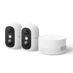 Kit Supraveghere Video eufy 2 Camere C35 Full HD Wireless IP67 Color Night Vision + HomeBase Mini Alb