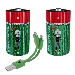 Pachet Baterii Wonder 2 Bucati D/LR20 cu Cablu USB-C Reincarcabile