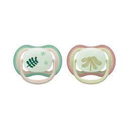 Set 2 Suzete Philips-Avent Ultra Air SCF376/31 Ortodontice Fara BPA 6-18luni pentru Noapte cu Buton Fosforescent Pastel