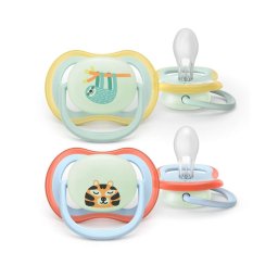 Set 2 Suzete Philips-Avent Ultra Air SCF376/24 fara BPA 0-6luni Buton Fosforescent Multicolor