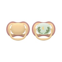Set 2 Suzete Philips-Avent Ultra Air SCF087/09 Ortodontice Fara BPA 0-6luni Buton Normal si Buton Fosforescent Multicolor
