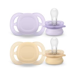 Set 2 Suzete Philips-Avent Ultra Start SCF075/11 Ortodontice Fara BPA 0-2luni Bej/Lila