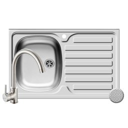 Chiuveta Bucatarie Pyramis INTL 1B1D ST LN Inox si Baterie BELLO Monocomanda Crom