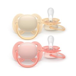 Set 2 Suzete Philips-Avent Ultra Soft SCF091/38 Ortodontice 0-6luni Roz/Galben