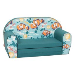 Canapea Extensibila pentru Copii Knorr Toys Clown Fish Umplutura din Spuma Moale Husa Bumbac 77x34x42CM 9 Luni+ Verde