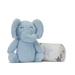 Paturica Moale Lorelli Nappy cu Jucarie din Plus Elefant 90x75CM 0 Luni+ Abastru