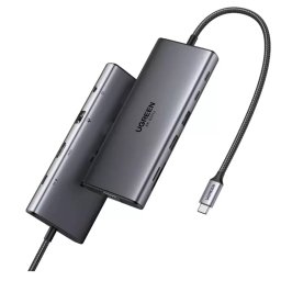 Hub Extern UGREEN CM639 11-in-1 USB-C la 2x USB-A / 3x USB-C / 1x HDMI / 1x VGA / 1x Jack 3.5MM / 1x RJ45 / 1x SD / 1x microSD Gri