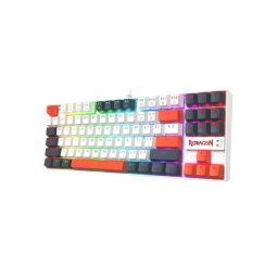 Tastatura Gaming Mecanica Redragon Kumara Iluminare RGB Switch-uri Rosii Alb Gri Portocaliu