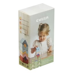 Jucarie din Lemn Cubika Set Constructii Turn 8 Piese 18Luni+ Pastel