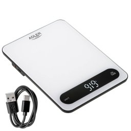 Cantar de Bucatarie Adler AD 3177 Sarcina Maxima 10KG Incarcare USB Alb/Negru