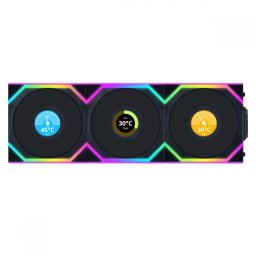 Ventilator Lian Li UNI FAN SL Wireless LCD ARGB PWM 3er-Pack Controller Reverse Blade 120mm Negru