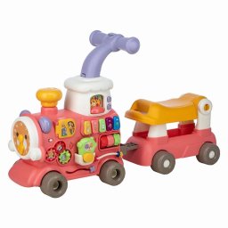 Antemergator 5 in 1 Free2Move Magic Train 86441 cu Diverse Activitati de Joaca Efecte Sonore si Luminoase 12 - 36 Luni Roz