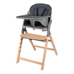 Scaun de Masa Multifunctional Lionelo Megan Evolutiv de la 6 Luni la Adult din Lemn de Fag Reglabil pe Inaltime Husa Impermeabila Suport de Picioare reglabil Greutate Maxima 110KG Gri