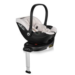 Scoica Auto Lionelo Moxie i-Size Baza Rotativa 360 Grade cu Picior de Fixare 40-87CM Tetiera Reglabila Carcasa Ventilata Protectie Avansata R129 Bej