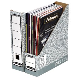 Set 10 Cutii pentru Organizare Dosare FELLOWES Bankers Box 0186004 Format A4 Carton Reciclat FSC Gri/Alb