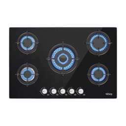 Plita Incorporabila pe Gaz IsEasy MGBG-775 Sticla 5 Arzatoare Aprindere Electrica 77CM Negru