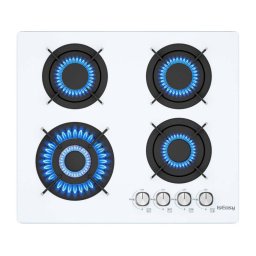 Plita Incorporabila pe Gaz IsEasy MGBG-604B Sticla 4 Arzatoare Aprindere Electrica 60CM Alb