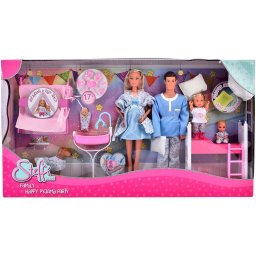 Set Simba Set Steffi Love Family Happy Pijamas Party 29 Cm 4 Papusi 1 Caine Si Accesorii Multicolor