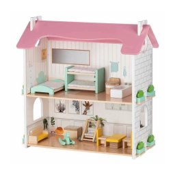 Casuta de Papusi Free2Play 85017 din Lemn cu 11 Piese de Mobilier 48.3x21x48CM 36 Luni+ Multicolor
