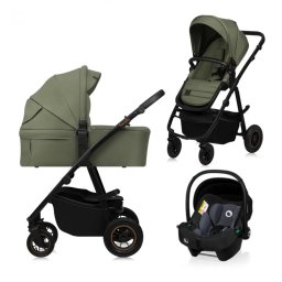 Carucior 3in1 Lionelo Amber Plus Cadru Aluminiu Landou Intarit si Salteluta Moale Scoica Auto Testata ADAC Reversibil Maner Ajustabil cu Accesorii 0 - 4 Ani Maxim 22KG Verde