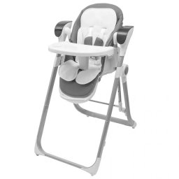 Scaun de Masa Bebelusi New Baby SMART 2 in 1 Leagan cu Telecomanda 5 Viteze de Leganare Melodii si Jucarii Spatar Reglabil in 4 Pozitii 0-36 Luni Gri