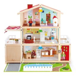 Jucarie Din Lemn HAPE Casa De Papusi Mobilata Tip Vila (29 piese) Copii Varsta 3 ani+6 ani+ Multicolor