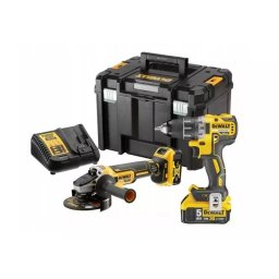 Kit 2 Unelte DeWALT DCK2020P2T 18V Combo cu 2 Acumulatori 5.0Ah Incarcator si Valiza Transport Negru/Galben