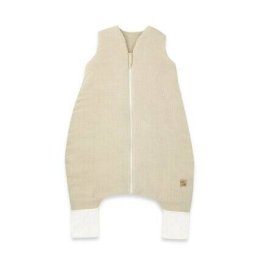 Sac de Dormit Qmini cu Picioruse de Iarna Muselina Dubla Fermoar pe Mijloc 90cm S 1-2.5ani Bej Cald